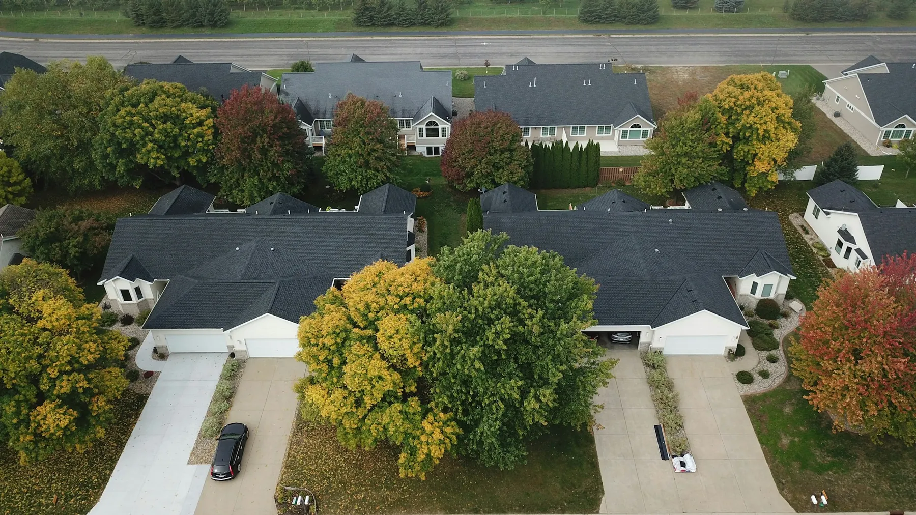 Aerial view of a South Florida neighborhood reroof