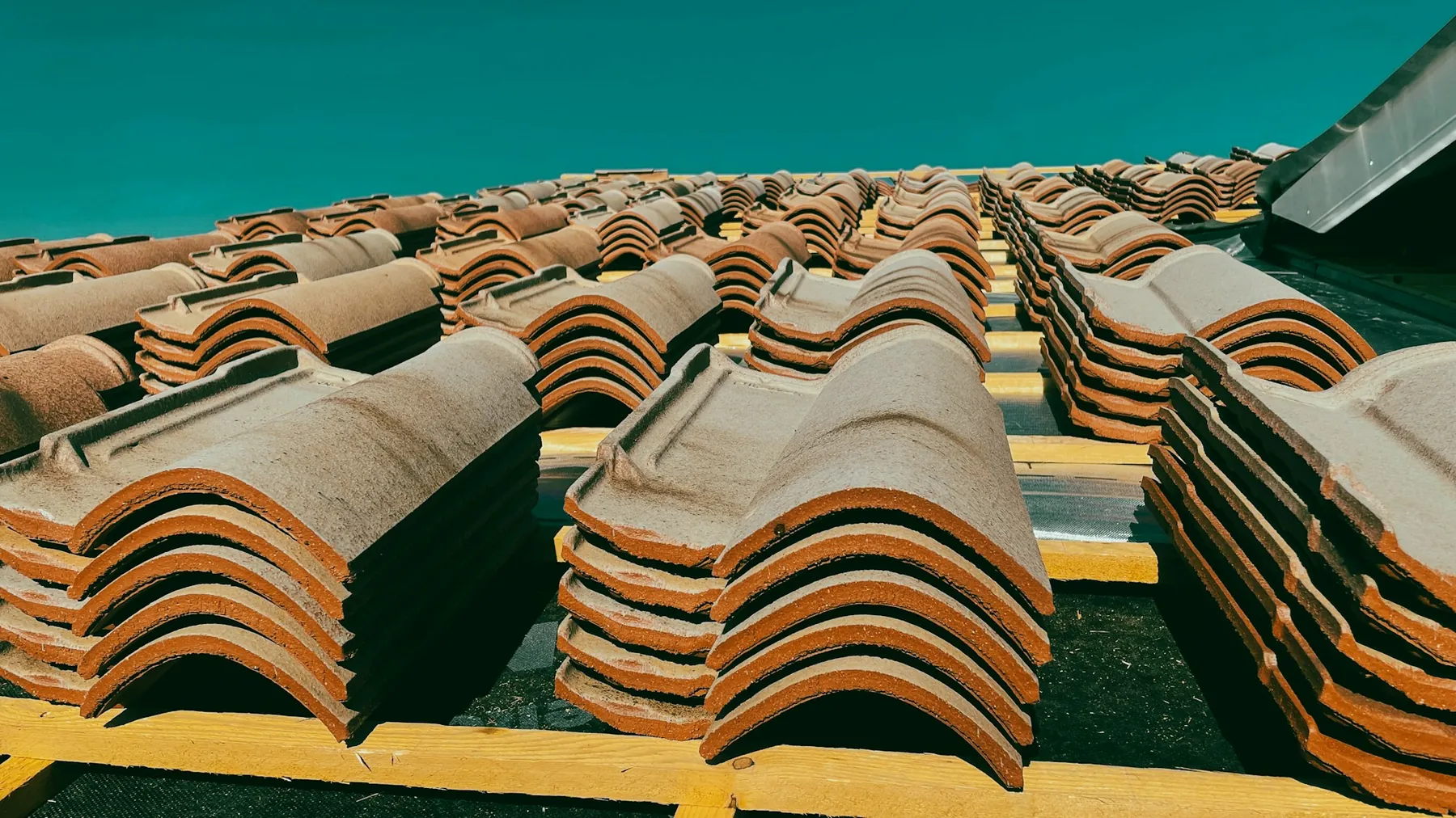 Featured tile reroof, stacked tile detail